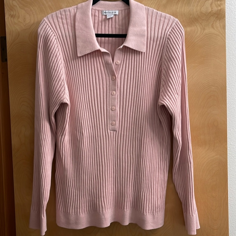 EUC Athleta Ribbed Polo Sweater 2X - Dusty Pink. Perfect condition. Worn once.